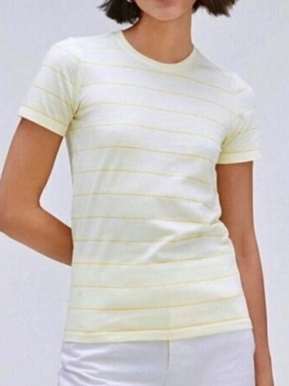 Everlane The Organic Cotton Striped Tee - Baby Yellow M NWT